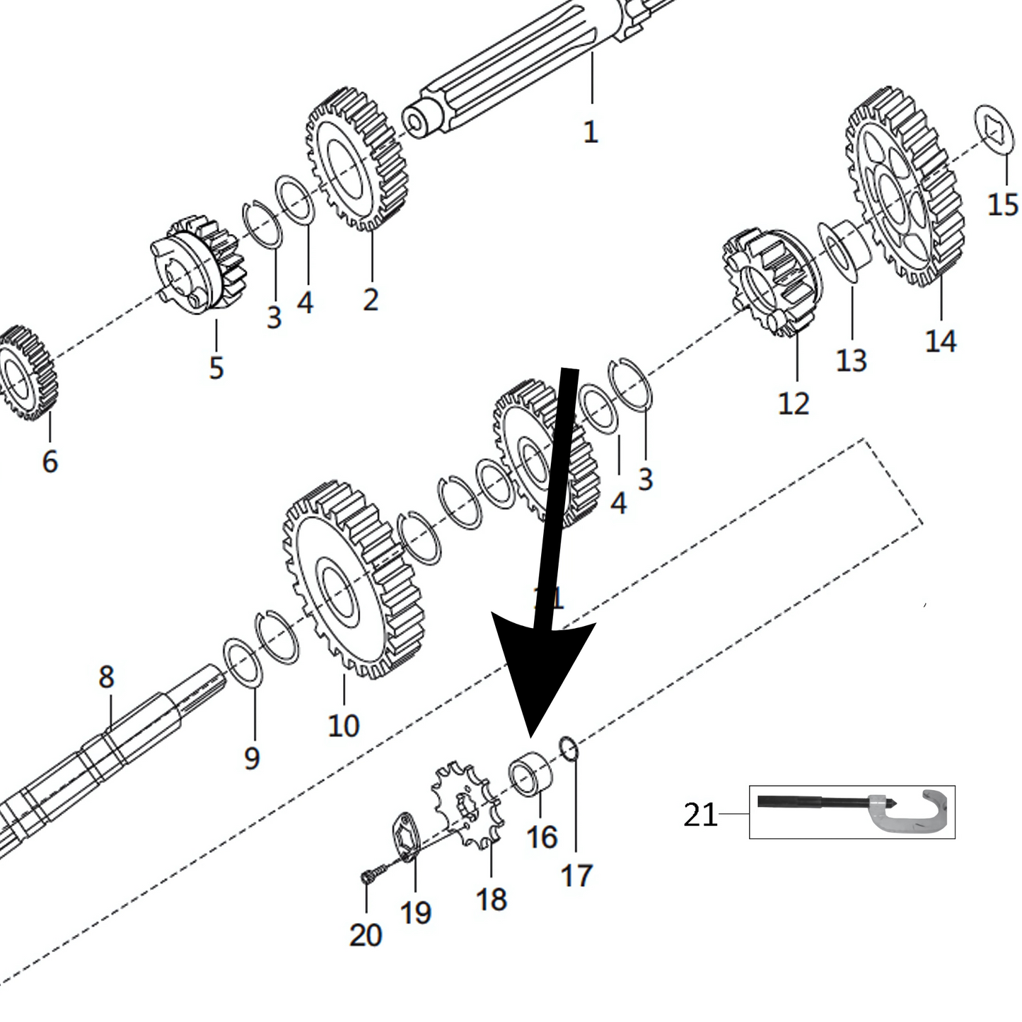 Casquillo separador de piñón original para motos Bajaj Pulsar 125/135, Discover 125 y CT125. Precisión y durabilidad para proteger la transmisión