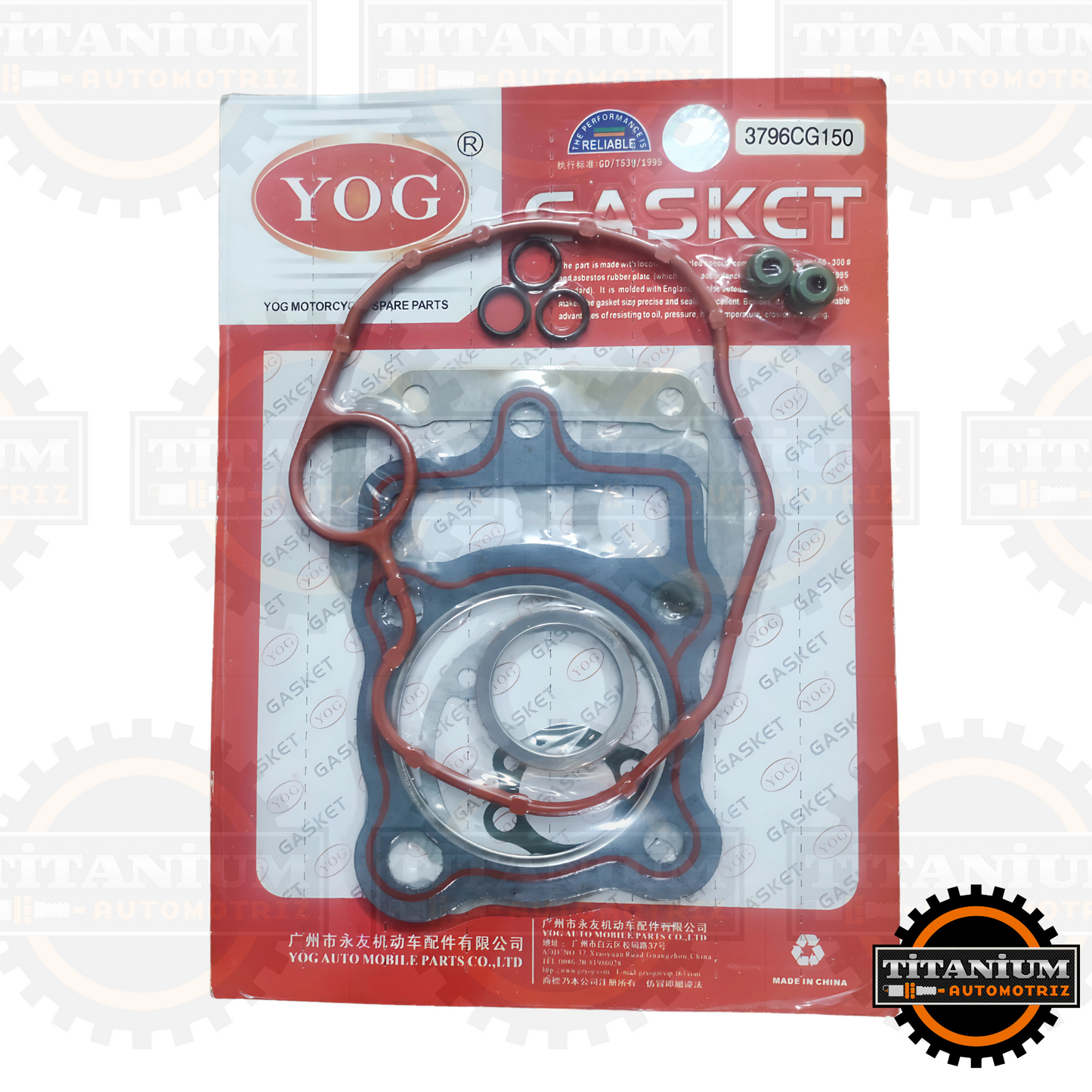 Juego de juntas de descarbonizar YOG para motor CG150, incluye juntas de cilindro, escape y retenes. Material resistente, ajuste perfecto, 100% original