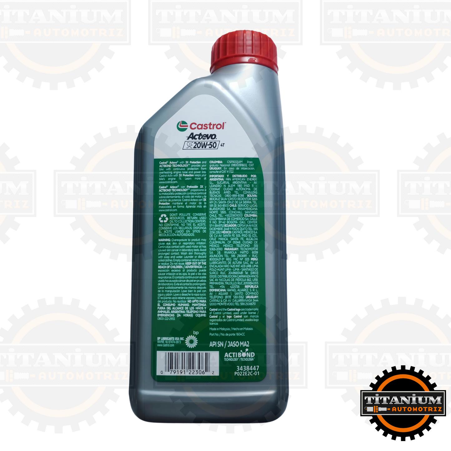 Aceite Castrol Actevo SAE 20W-50 para motos 4 tiempos, lubricación avanzada para mayor protección y rendimiento del motor