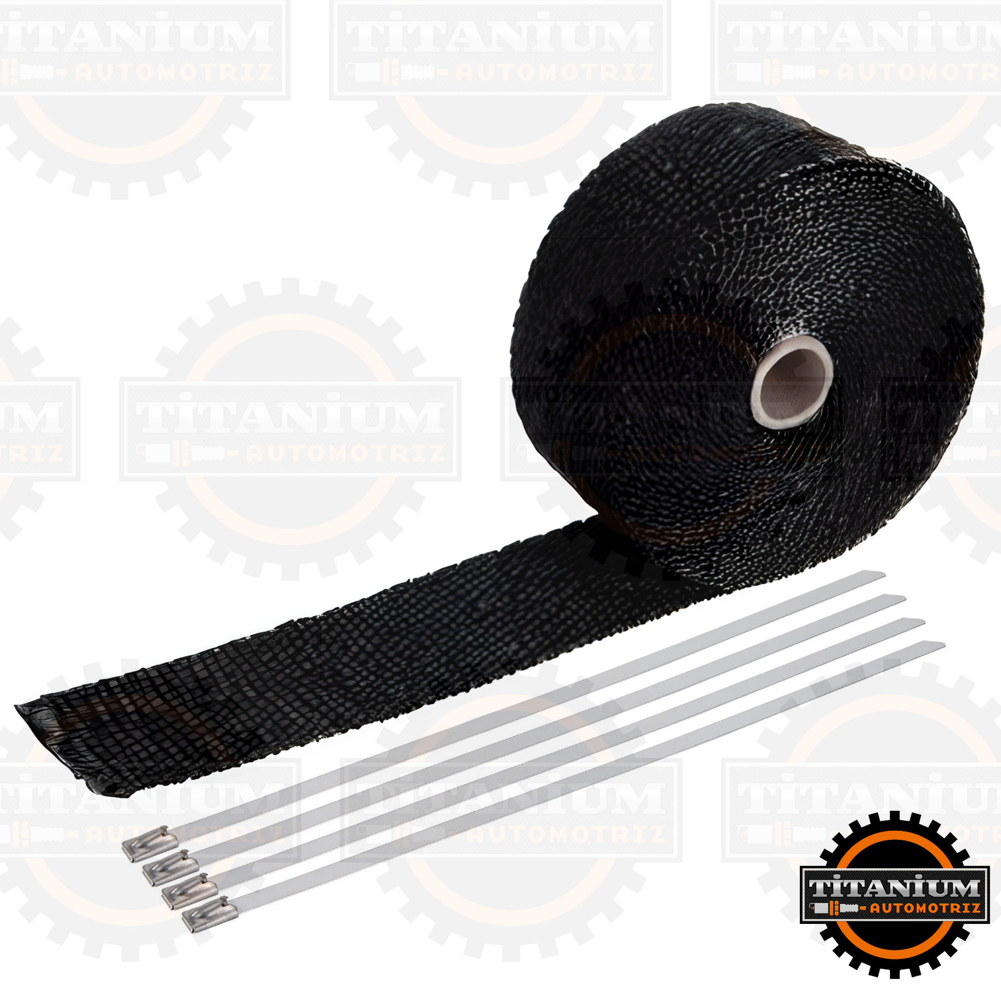 Cinta térmica para tubo de escape de moto, color negro, con precintos de acero inoxidable y guantes de nitrilo de regalo