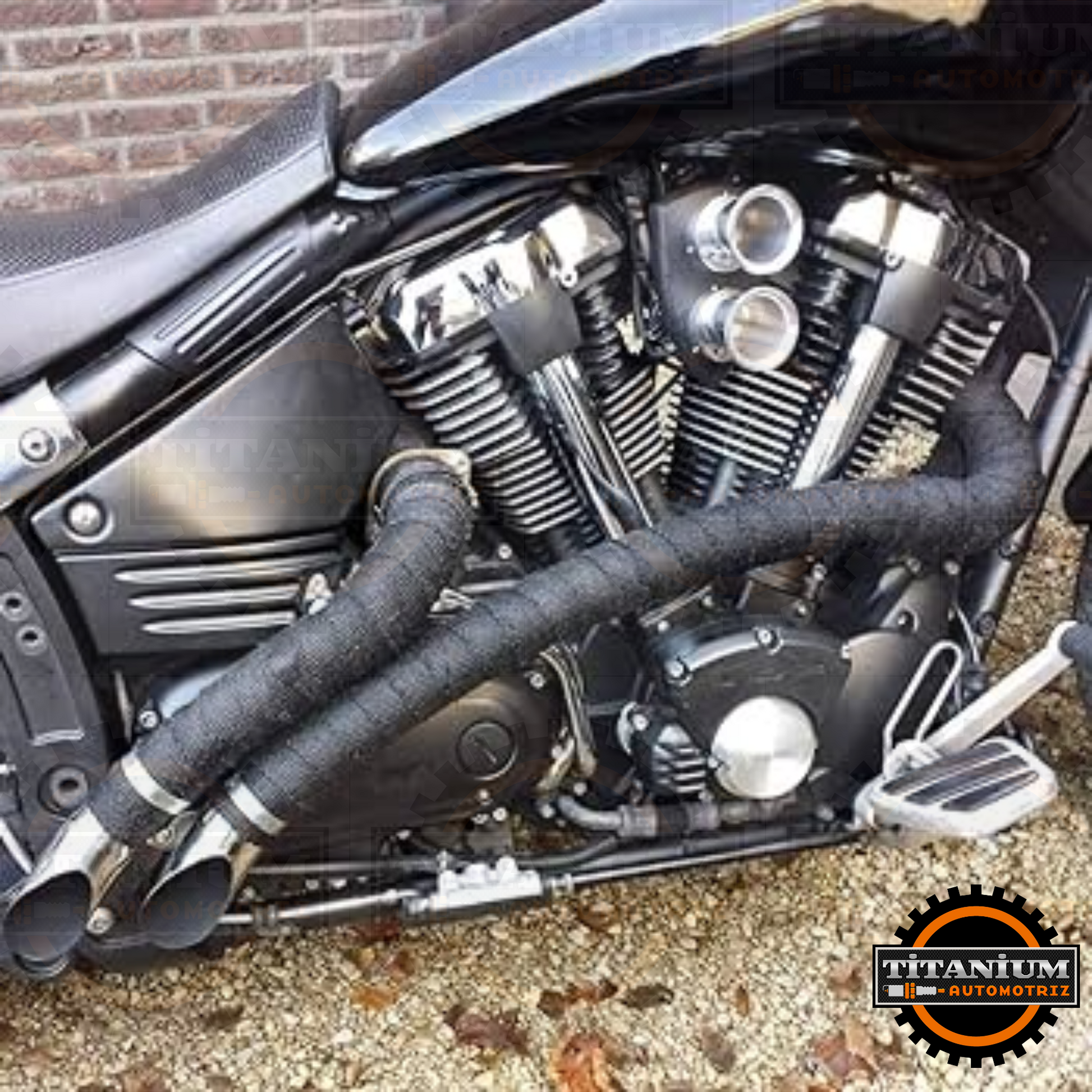 Cinta térmica para tubo de escape de moto, color negro, con precintos de acero inoxidable y guantes de nitrilo de regalo