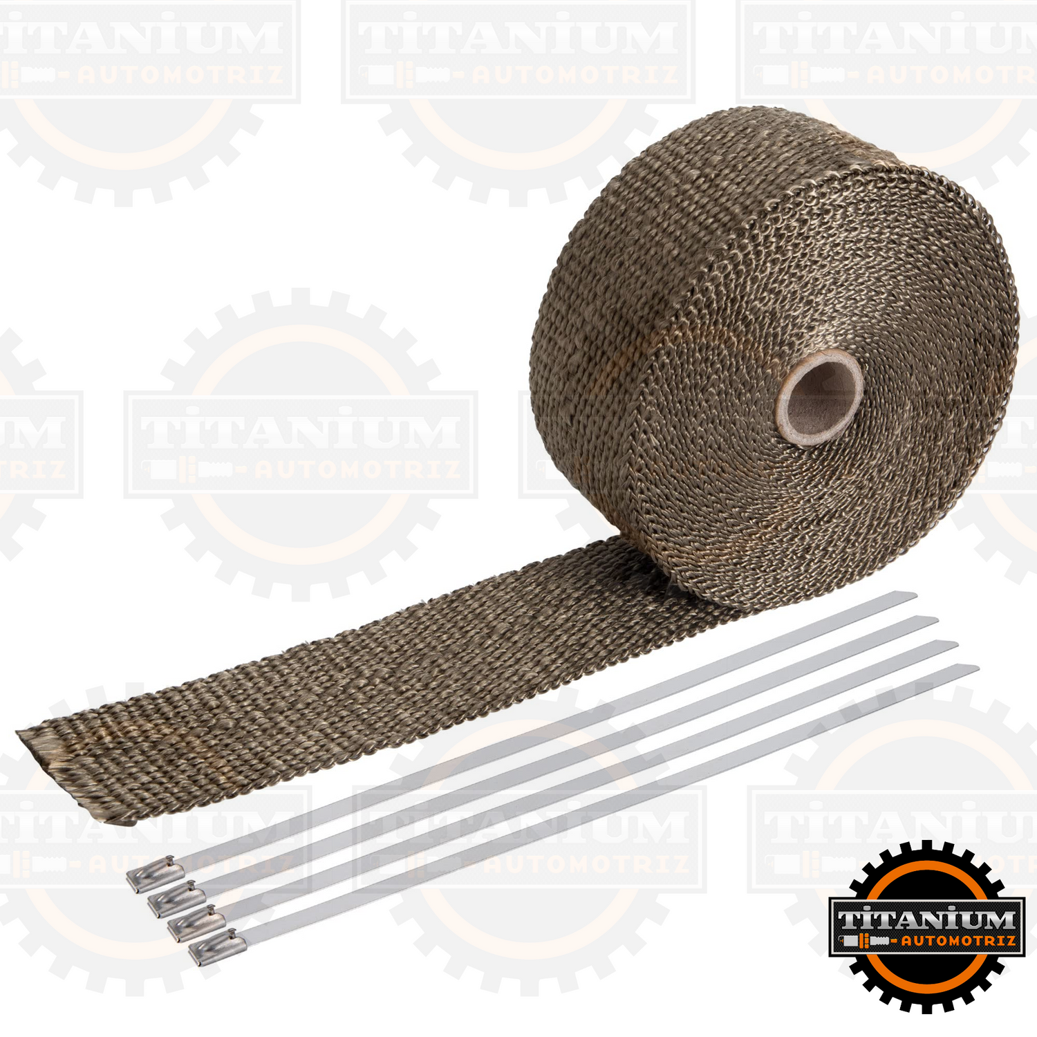 Cinta térmica para tubo de escape de moto, color titanio, con precintos de acero inoxidable y guantes de nitrilo de regalo