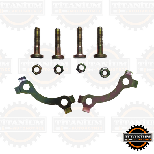 Kit de bulones de porta plato marca Rialli para Yumbo GS 200, fabricado en acero de alta resistencia con tuercas y seguros incluidos