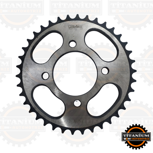 Plato 38T NM Racing Cromo-Moly para motos CG y GS, resistente y duradero, ideal para mejorar la transmisión y el rendimiento